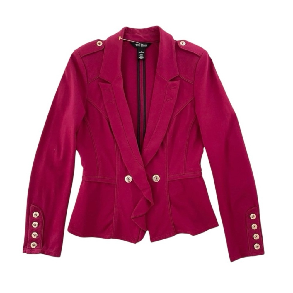 WHITE HOUSE BLACK MARKET | Ruby Red Ponte Military Jacket Blazer Women’s Size 4 - Picture 4 of 14